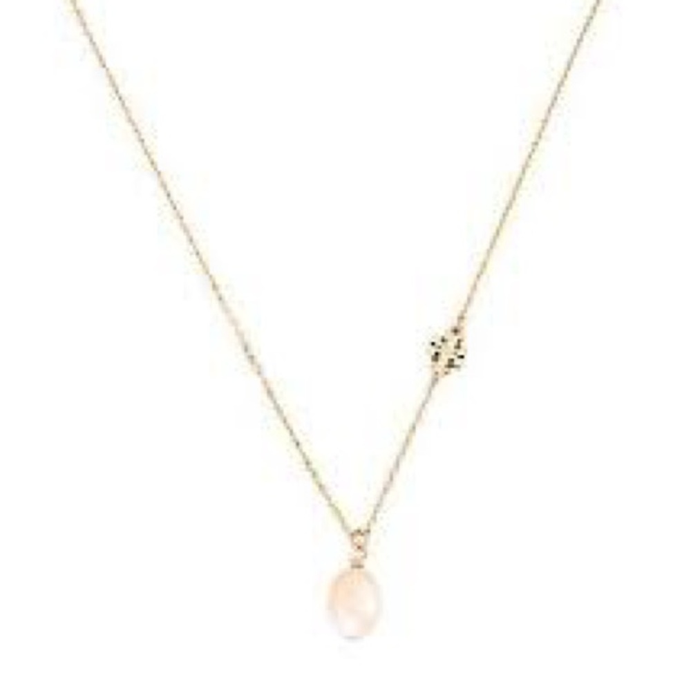 NWT Tory Burch Gold Kira White Pearl Dainty Necklace